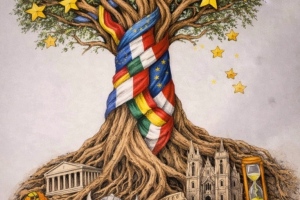 "L’albero europeo", Disegno rielaborato con iA, GabrielGiovanni-Tonello
